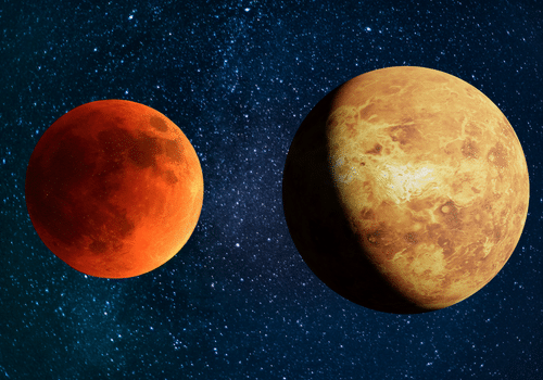 Mars size when compared with Venus